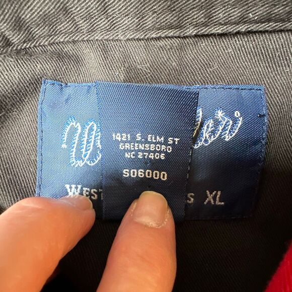 Wrangler Shirt Mens XL Color Block Button Up  Chambray  Workwear Country 90s - Picture 7 of 9